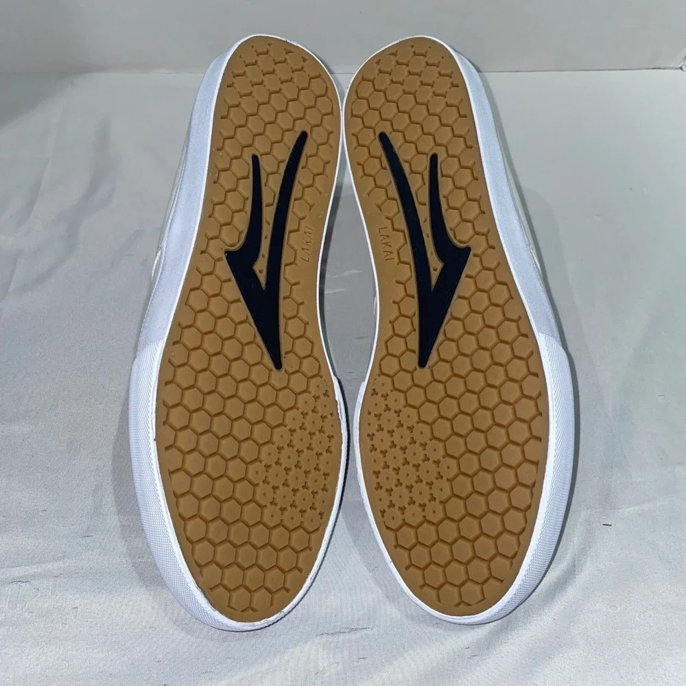 Lakai Riley 3 Mens 10.5 White Navy Canvas Skate Shoes